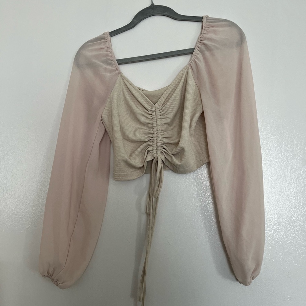Adjustable cropped Pink Ruched Women's Top